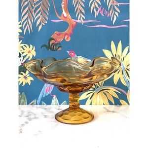 Viking Glass Amber Compote. Medium Size